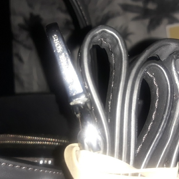 NWOT Michael Kors Leather Mercer Gray & Black Handbag with Crossbody Strap - Picture 12 of 13